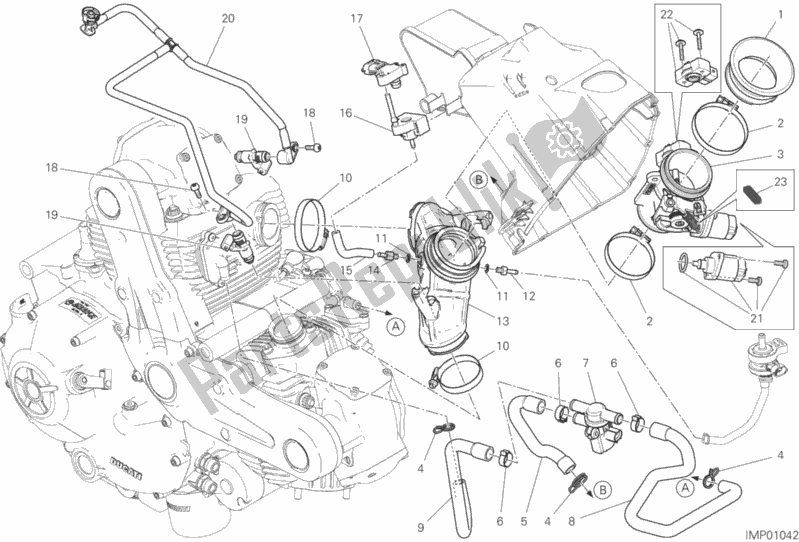 All parts for the Throttle Body of the Ducati Monster 797 Plus Thailand USA 2018